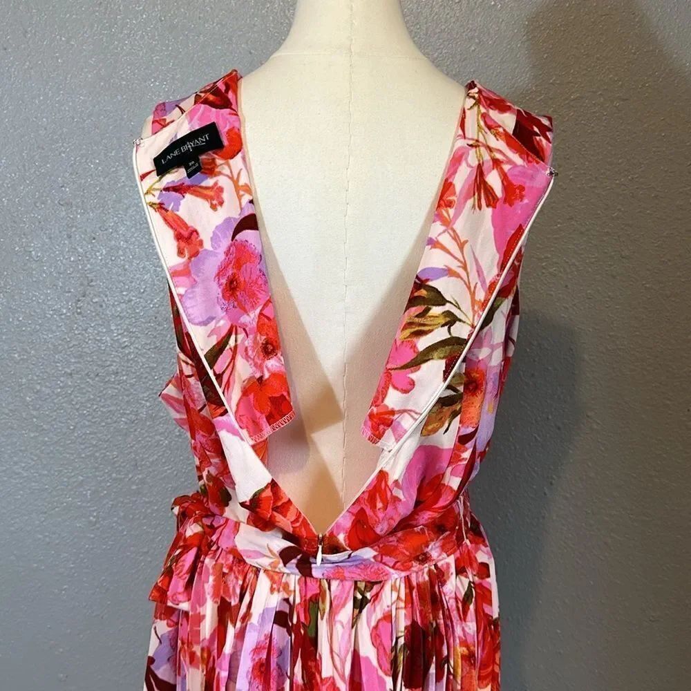 Lane Bryant women’s floral pleated V-neck fit and flare midi dress size 20 - Picture 8 of 12